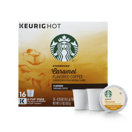 Starbucks Caramel Flavored Medium Roast Single Cup Coffee for Keurig Brewers, 1 Box of 16 (16 Total K-Cup Pods)