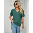 thumbnail image 5 of Womens T Shirts V Neck Short Sleeve Casual Loose Tees Tops Trending, 5 of 7