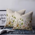 thumbnail image 2 of 14x14 Pillow Covers Set of 2, Sage Green Yellow Spring Floral Throw Pillow Covers Decorative Couch Cushion Case, Watercolor Botanical Summer Flowers Microfiber Square Pillowcases for Bedroom, 2 of 7