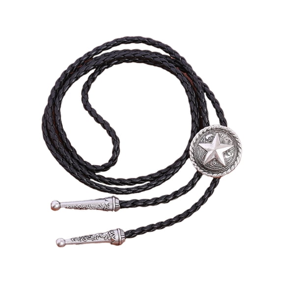 Star Vintage Bolo Tie for Men Women Faux Leather Rope Necktie Braided Necklace Shirt Collar Cowboy Jewelry Accessories