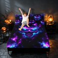 thumbnail image 3 of Homewish Halloween Sugar Skull Queen Sheets, Gradient Flame Print Queen Sheet Sets, Dark Purple Bright Blue, 4pcs (1 Flat Sheet, 1 Fitted Sheet and 2 Pillowcases), 3 of 4