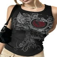 thumbnail image 2 of Womens Sleeveless Crop Top Summer Printed  Neck Tank Tops Holiday Base Shirt, 2 of 6