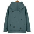 thumbnail image 4 of Women's Star Print Drawstring Hooded Sweatshirt with Pocket, Lightweight Oversized Long Sleeve Pullover Top, Casual Streetwear Fall Winter Comfort Wear, Aesthetic Soft Fleece Loungewear Light Green S, 4 of 8