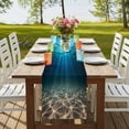 thumbnail image 4 of Table Runners 48 Inches Long Dress Scarves, Light Blue Ocean Waves Farmhouse Kitchen/Dining Table Runner, Short Coffee Tablerunners, Summer Beach Coastal Abstract 13x48 Inch, 4 of 9