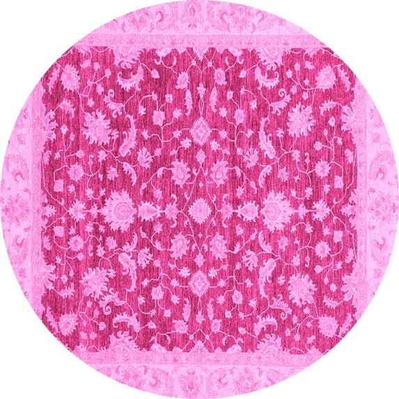 Ahgly Company Indoor Round Oriental Pink Traditional Area Rugs, 3' Round