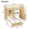 thumbnail image 2 of Harper & Bright Designs Wood Twin Size Bunk Bed with Desk and Staircase, L-Shaped Twin Over Twin Loft Bed with Storage Compartments and Shelves, Natural, 2 of 16