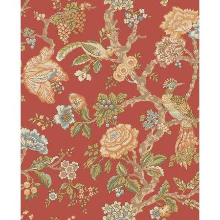 - Waverly Classics Casa Blanca Rose Wallpaper, Tomato/Sky Blue/Beige/Olive/Blue Sky/Peach/Cocoa/Moss/Spruce/Yellow-Green