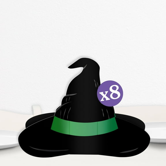 Big Dot of Happiness 3D Witch Centerpiece Table Decorations, Freestanding Pink and Green Birthday Decor, Witch Halloween Party Centerpieces - 8 Count