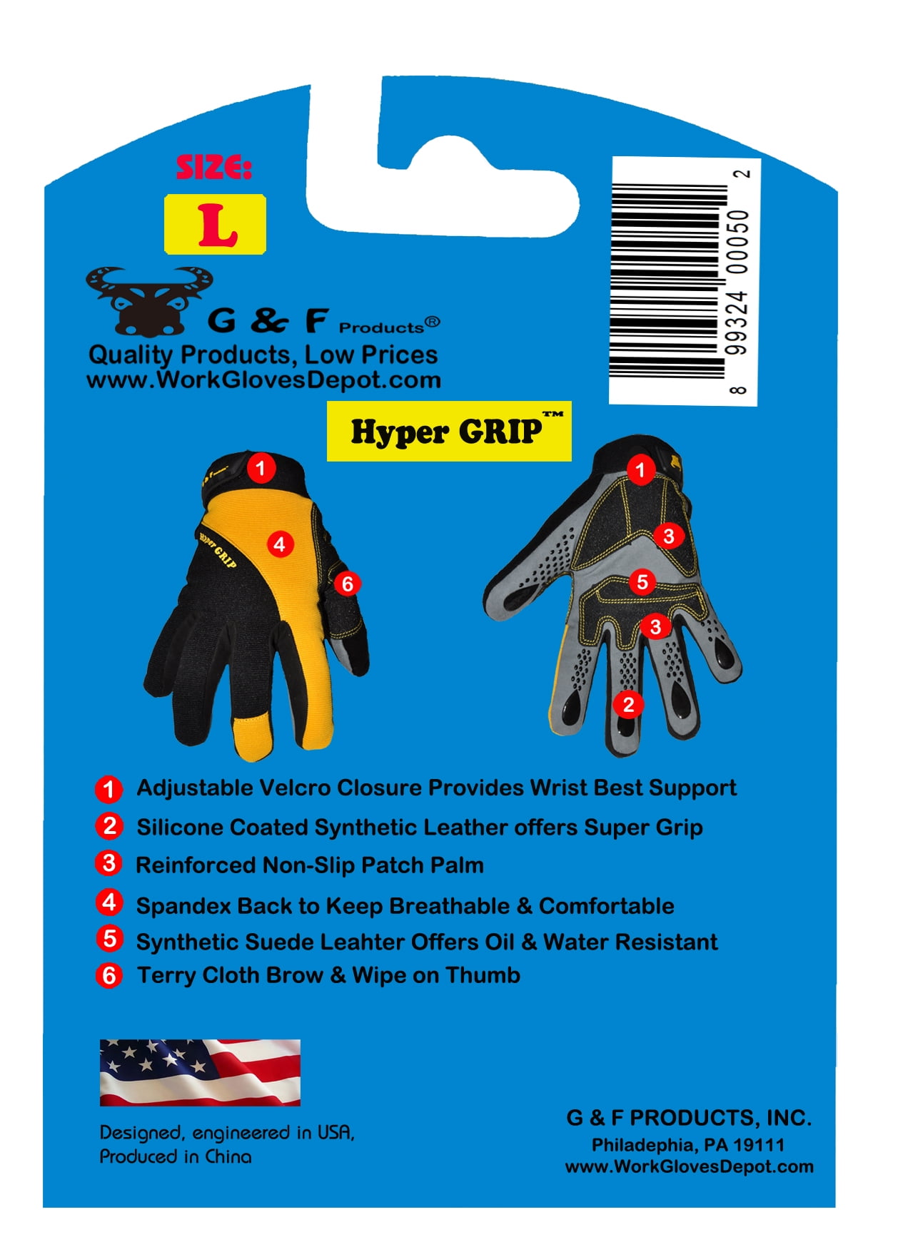 G & F Heavy Duty Safety Work Gloves, Abrasion-resistant