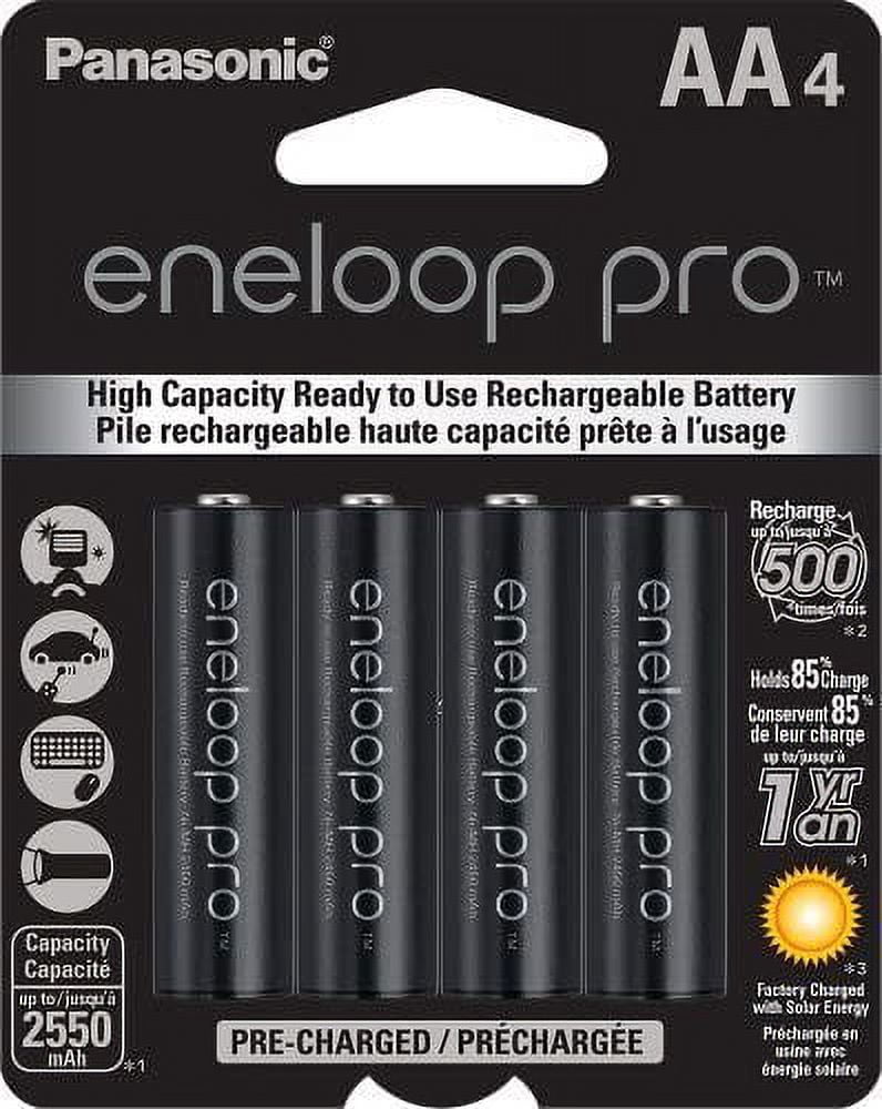 Panasonic Eneloop Pro XX High Capacity AA 8 Pack 2450mAh Minimum Ni-MH Pre-Charged Rechargeable Batteries up to 500 times charging With AA/AAA Battery Storage Hard Cases, 2 Pack