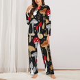 thumbnail image 3 of Junzan Various Mushrooms Print Womens Pajama Sets,Long Sleeve Button Down For Women Pjs 2 Piece, 3 of 9