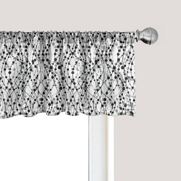 Ambesonne Geometric Window Valance, Eighties Inspirations, 54" X 12", Black Grey White
