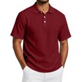 thumbnail image 3 of Trgacdwlo Polo Shirts for Men Cotton Linen Raglan Short Sleeve Shirts for Men Summer Breathable Sun Protection Mens Golf Polo Shirt Wine S, 3 of 9