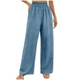 thumbnail image 2 of Teissuly Women's Solid Color Drawstring Pocket Ruffled Casual Sports Pants, 2 of 7