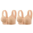 thumbnail image 1 of Yuzhih 2 Pack Full Coverage Wireless Bras for Women No Underwire Compression Front Closure Comfort Bra with Support, 1 of 2