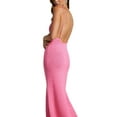 thumbnail image 4 of xiaxaixu Robe Longue Ajustée d'Été pour Femme, Couleur Unie, Sans Manches, Décolleté Plongeant, Tricot, Bretelles Spaghetti, 4 of 8
