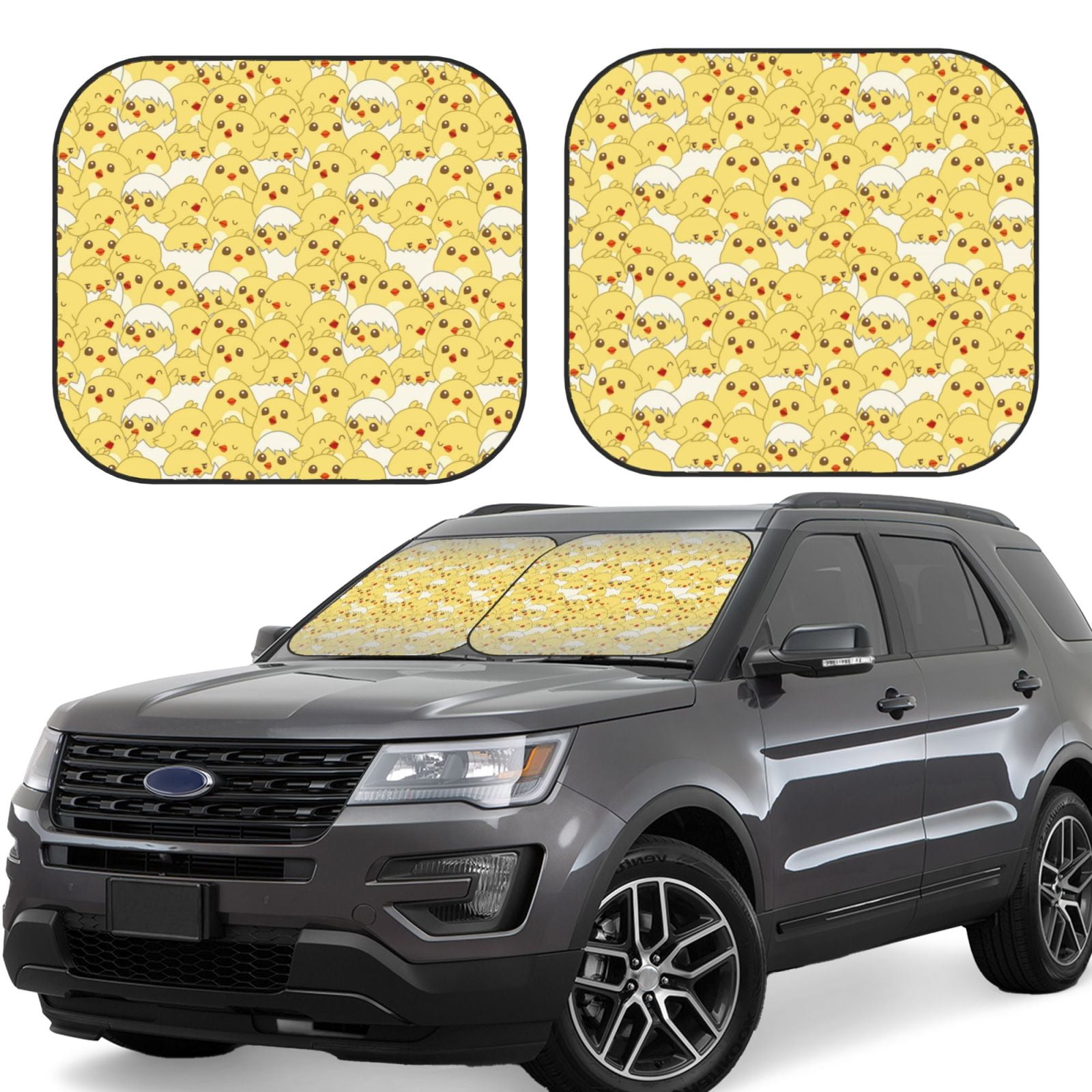 Easygdp Baby Chicks for 2 PCS Foldable Car Sun Shade Front Windshield Sun Protection Cover for Car, SUV, Truck-Small