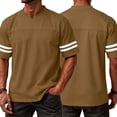 thumbnail image 5 of Domuza Plain Men's Football Jerseys V-Neck Fitness T-Shirts Workout Outfits Casual Party Tops Brown L, 5 of 5