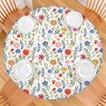 thumbnail image 2 of Round Tablecloth with Elastic Edge, Floral Print on Polyester Fabric, Reusable and Easy to Clean, Fits 44-52 Inch Table for Indoor or Outdoor Meals, 2 of 7