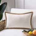 thumbnail image 3 of 1 pieza de funda de almohada con adorno de granja, arpillera con ribete de lino, almohada para exteriores con bordes personalizados, 12x 20", 3 of 5