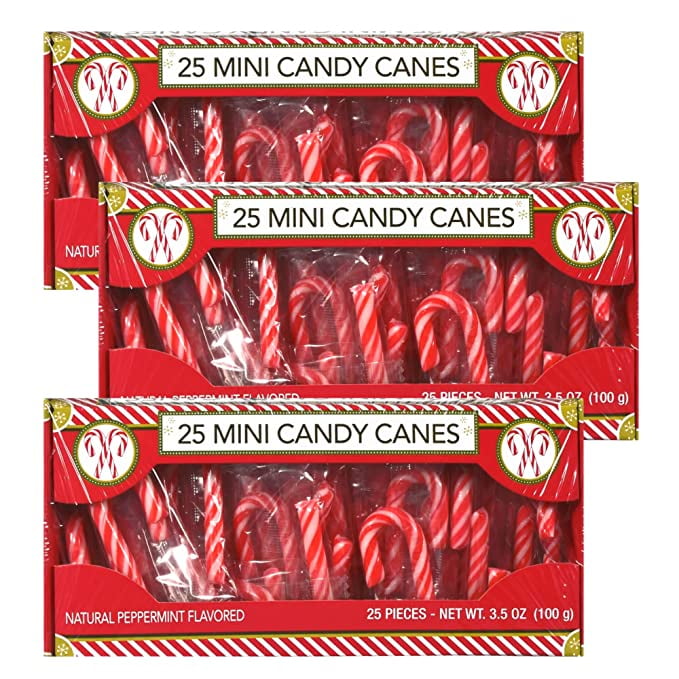25 Mini Candy Canes Peppermint 25 ct. each Box, Net wt. 3.5 oz. (100g
