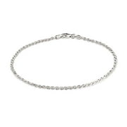 Simple Cable Rope Chain Anklet Ankle Bracelet For Women 14K Gold Plated 925 Sterling Silver 9 or 10 Inch Made In Italy