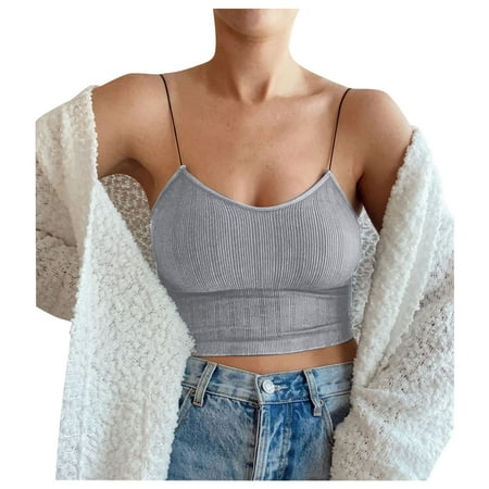 

CYMMPU Women Clothing Women s Sleeveless Corset Bralette Bustier StripperOutfits StrapTie Basic Ribble Camisole Tops Cropped TankTops