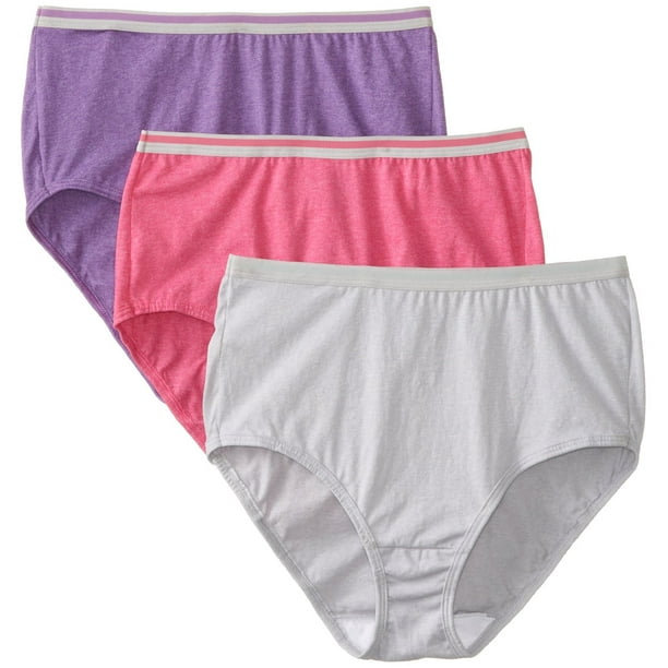 WOMENS PLUS FIT FOR ME BREATHABLE MICRO-MESH BRIEF PANTY, 6 PACK