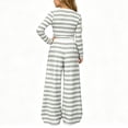 thumbnail image 5 of Xdegoge Girls 2 Piece Outfits Striped Ribbed Knit Long Sleeve Crop Top and Wide Leg Pants Set Casual Lounge Sweatsuits for Kids Fall Wear, 5 of 9