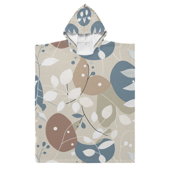 Kid Hooded Beach Towel Bath Poncho Towels Soft Absorbent Quick Dry for Boy Girl Elegant Leaves and Dots S
