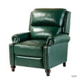 thumbnail image 2 of 14 Karat Home Leoncio Genuine Leather Cigar Recliner with Wood Base in Green, 2 of 11