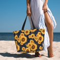 thumbnail image 6 of Honeii Navy Blue Plaid Sunflower for Tote Bag with Adjustable Strap,Beach Bag, Waterproof Sandproof Beach Tote Bag, Large Capacity Foldable Beach Bags, 6 of 7