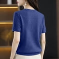 thumbnail image 7 of Siminsem Womens Short Sleeve Pullover Knitted Shirt Crew Neck Fashion Sweater Tops Casual Elegant Lightweight Blouses Spring Summer 2026 Trendy Outfits, Blue, 2XL, 7 of 7