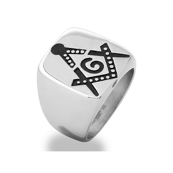 West Coast Jewelry Men's Polished Masonic Signet Ring (20mm)