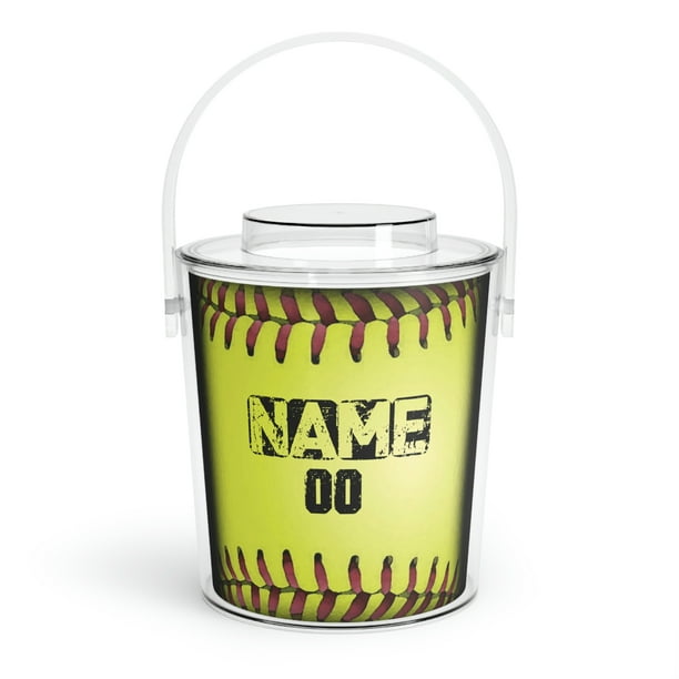 Personalized Softball Ice Bucket with Tongs, home decor