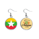 thumbnail image 1 of La bandera nacional de Myanmar Asia país Pendiente del lóbulo de la joyería del pendiente de la hoja del otoño Unbranded M, 1 of 3