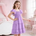 thumbnail image 7 of HCNTES Baby Girls Toddler Kids Summer Dress Ruffle Trim Casual Beach Dress for Little Children Big Kids 6-12M 2T 3T 4T 5T 6T 7T 8T 9T 10T 11T 12T(6-7 Years,D01-Light Purple), 7 of 7