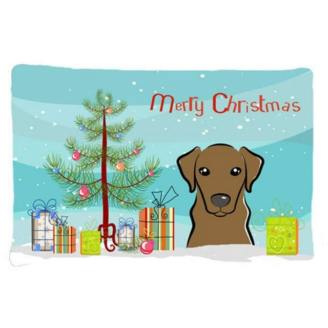 Carolines Treasures BB1606PILLOWCASE Christmas Tree & Chocolate Labrador Fabric Standard Pillowcase