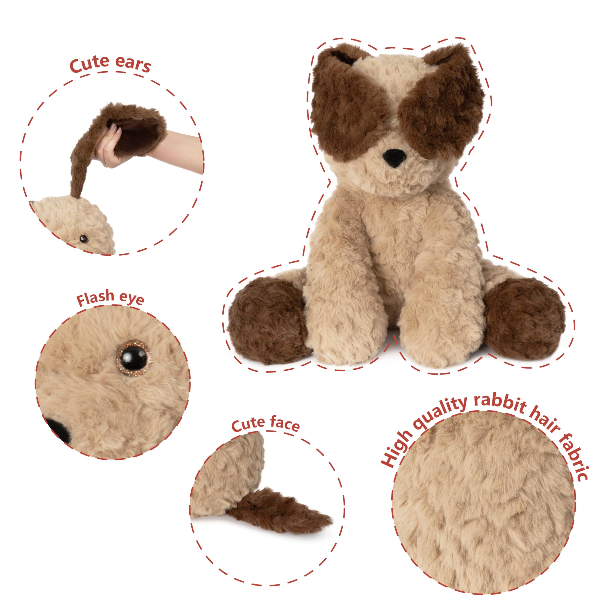 Niuniu Daddy 13.8" Sitting Puppy Weighted Stuffed Animals,4 lb Giant Brown Dog Plush Toy Body Pillow with Soft Faux Fur, Birthday Gift for Baby, Kids & Adults