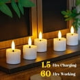 thumbnail image 2 of Rechargeable Flameless 1.6" x2.5" Tea Light Candles with Remote & Type-C Charging Cable, Timer LED Flickering Ivory Plastic 6pcs Mini Dripping Wax Votive Tealight Candles, 2 of 10