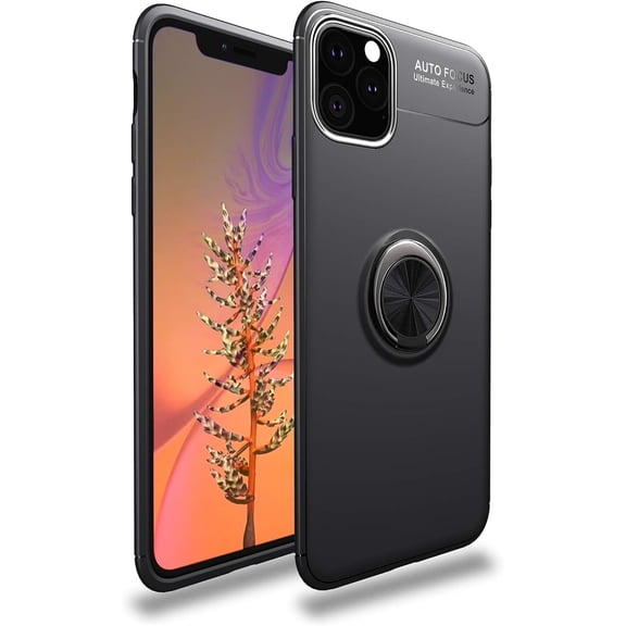 iPhone XIR Case,360 Degree Rotation Invisible Metal Ring Kickstand Protective Case Compatible Magnetic Car Mount Soft TPU Case Shockproof Ultra-Slim Cover Case for iPhone XIR,Black