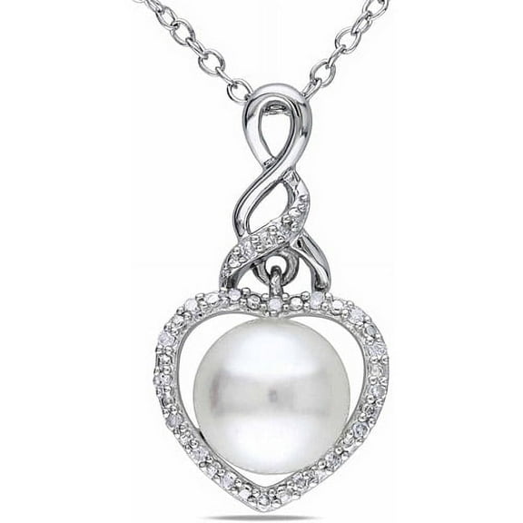 Everly Women's Cultured Pearl and Diamond Sterling Silver Necklace
