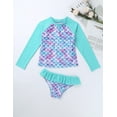 thumbnail image 3 of Linjinx Kids Girls Long Sleeves Rash Guard Shirt 2 Pieces Swimsuit Swimwear Bathing Suit Cyan 3, 3 of 6