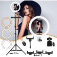 thumbnail image 1 of 10" Ring Light with Stand, Led Light Ring, Selfie Light Ring with 58'' Extendable Tripod Stand for Live Stream/YouTube/Video/Makeup/Photography, Wireless Remote Control, 3 Light Modes &10 Brightness, 1 of 4