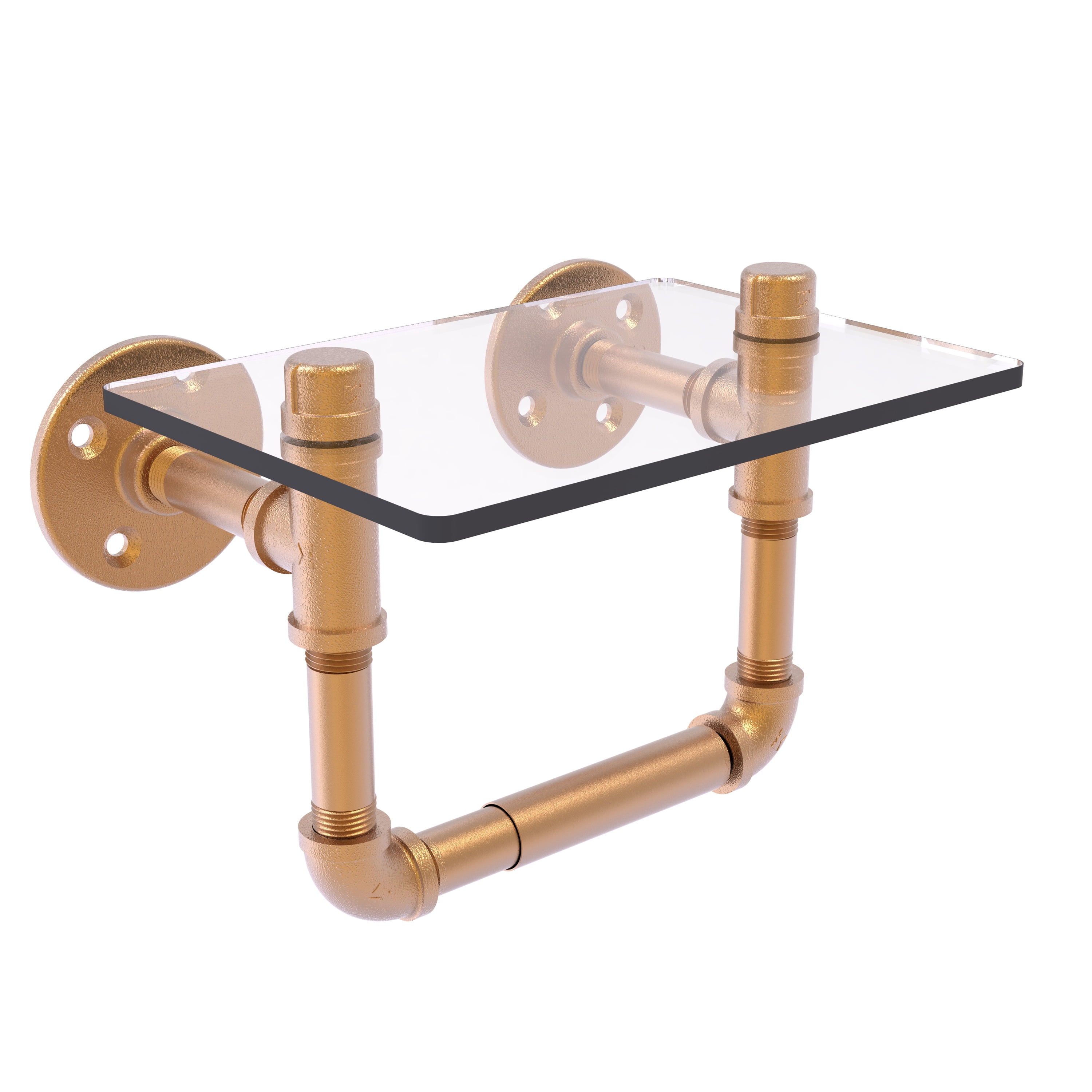 Allied Brass Toilet Paper Holder With Wood Shelf – Matte Gray, Industrial Pipe Look 3 thumbnail image