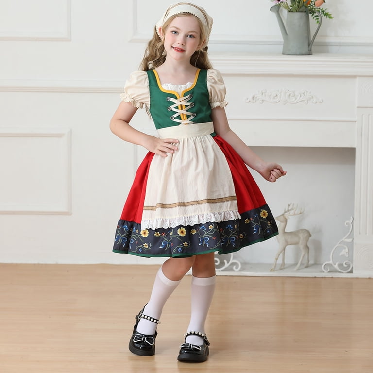 Ladies Oktoberfest Costume - Red Bavarian Beer Maid Dirndl Dress - Fancy Dress 1 thumbnail image