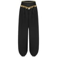 thumbnail image 3 of Haitryli Womens Belly Dance Pants Shiny Sequined Bloomers Harem Pants Stage Performance Trousers Black M, 3 of 6