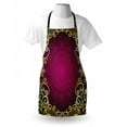thumbnail image 3 of Mandala Apron Vintage Frame with Curls Snowflake Motifs Fantastic Abstract Retro, Unisex Kitchen Bib Apron with Adjustable Neck for Cooking Baking Gardening, Fuchsia Pale Yellow Black, by Ambesonne, 3 of 3