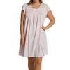 Women's Miss Elaine 207413X Plus Size Silkyknit Floral Cap Sleeve Short Gown (Pink 1X)