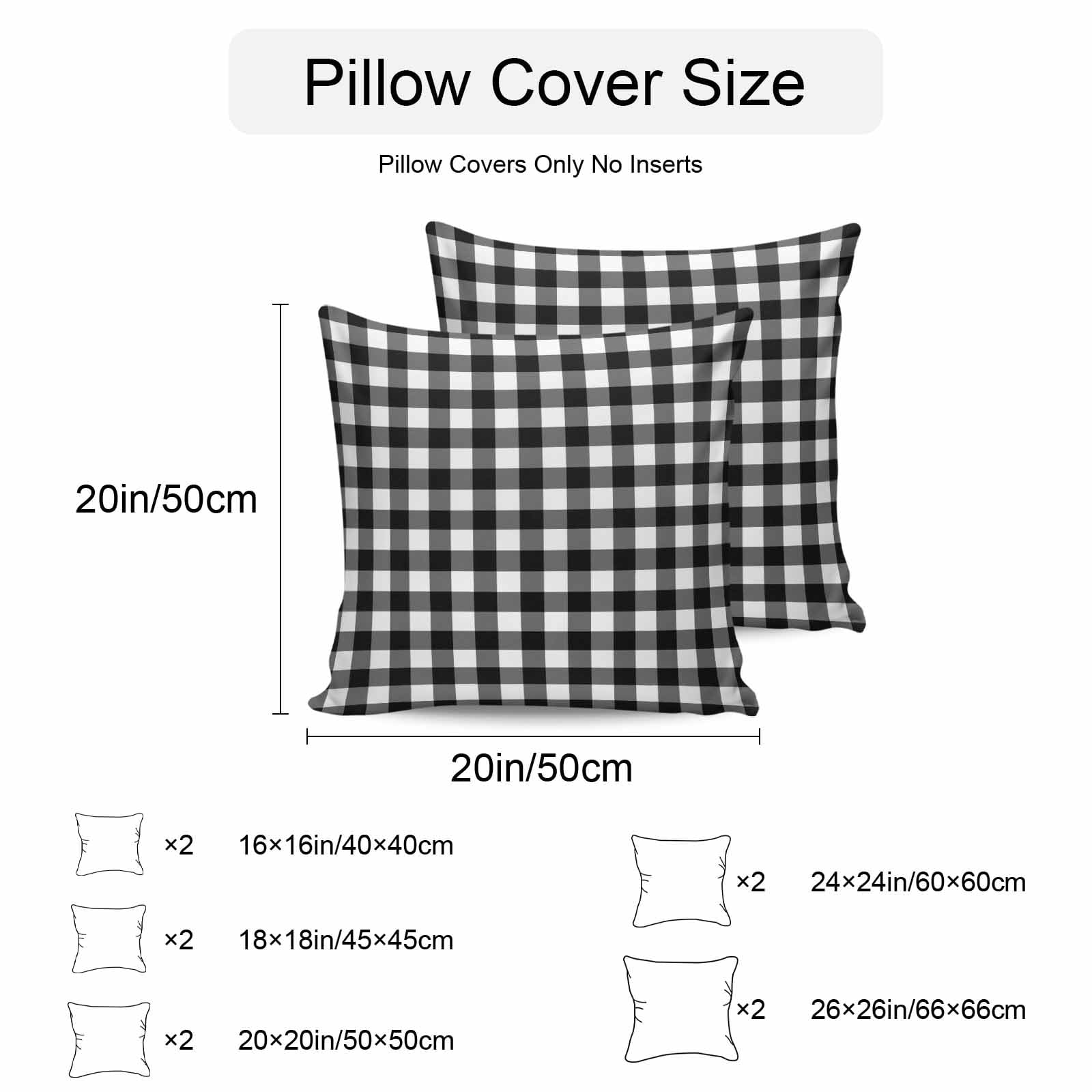 Black White Plaid Outdoor Pillow Covers 24x24 Inch Throw Pillow Covers Set of 2 Waterproof Decorative Pillow Cases Modern Simple Buffalo Check Gingham Cushion Covers for Patio Furniture Garden Couch